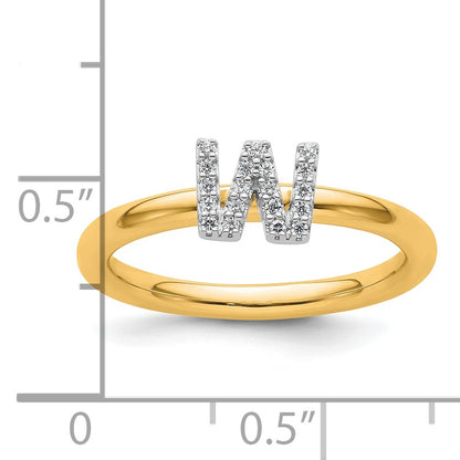 14K Stackable Diamond Initial W Size 7 Ring