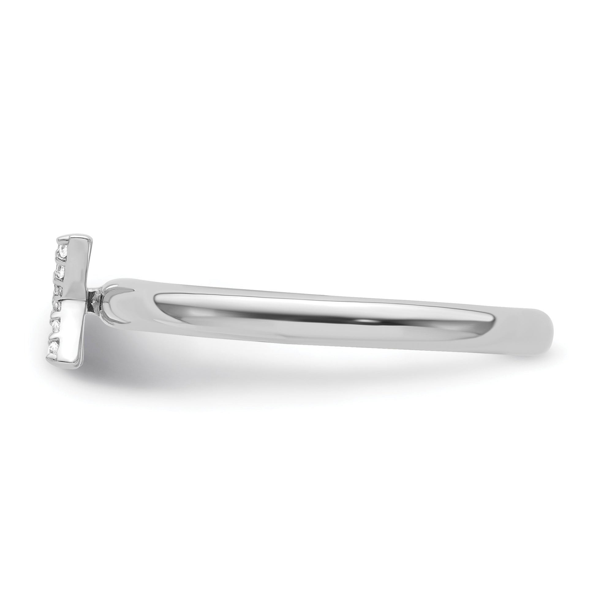 14K White Gold Stackable Diamond Initial X Size 7 Ring