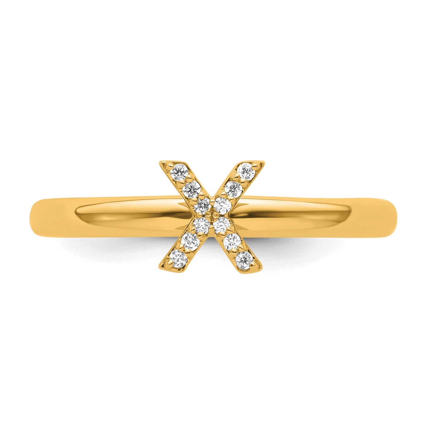 14K Stackable Diamond Initial X Size 7 Ring