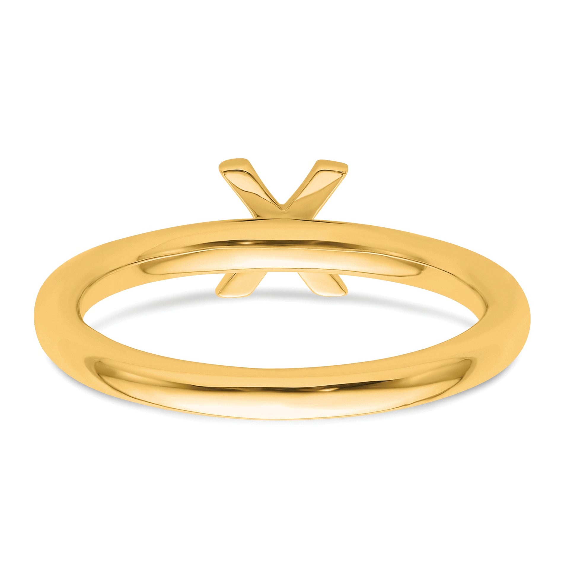 14K Stackable Diamond Initial X Size 7 Ring