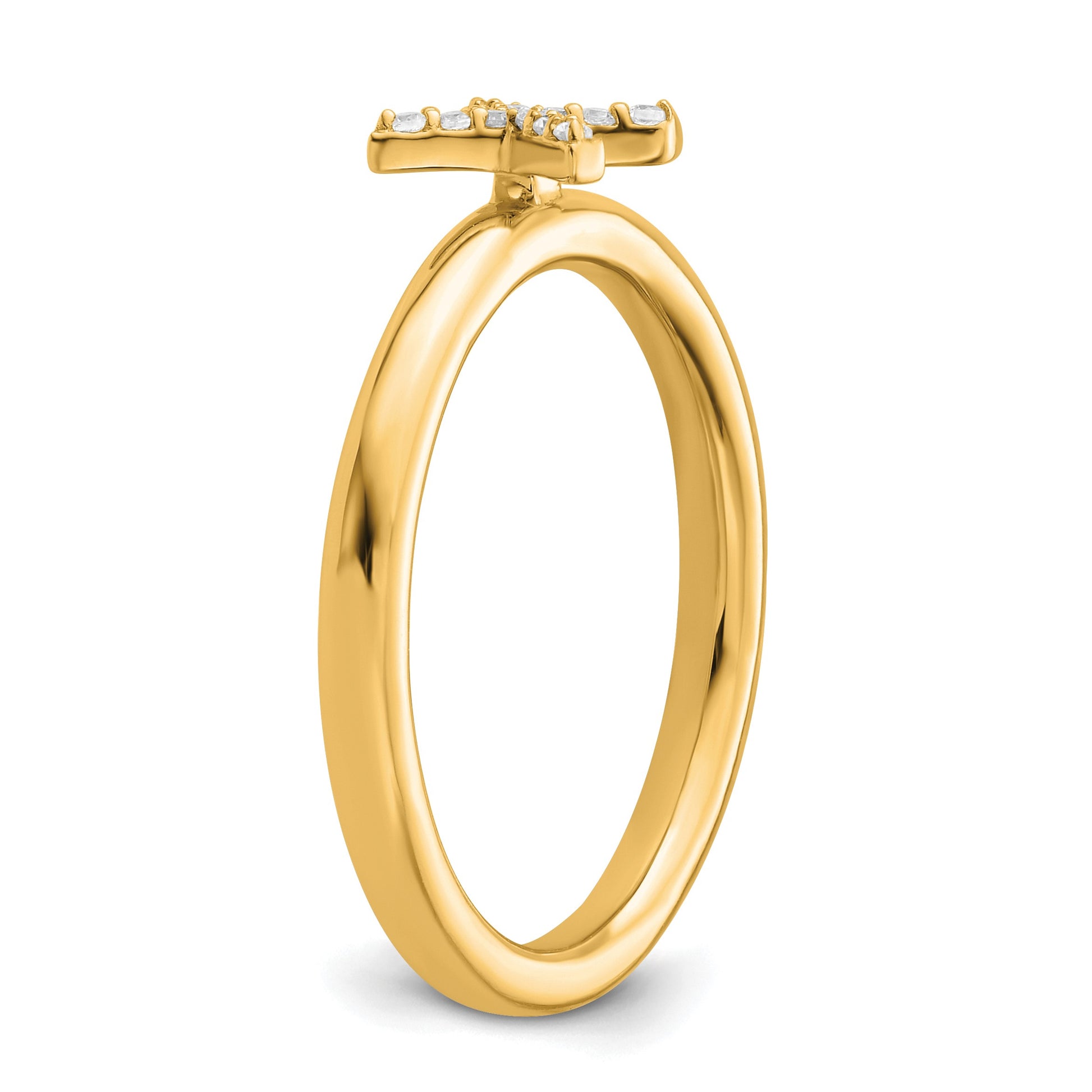 14K Stackable Diamond Initial X Size 7 Ring