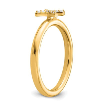 14K Stackable Diamond Initial X Size 7 Ring