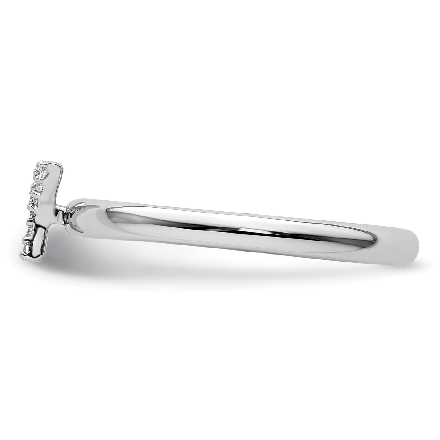 14K White Gold Stackable Diamond Initial Y Size 7 Ring