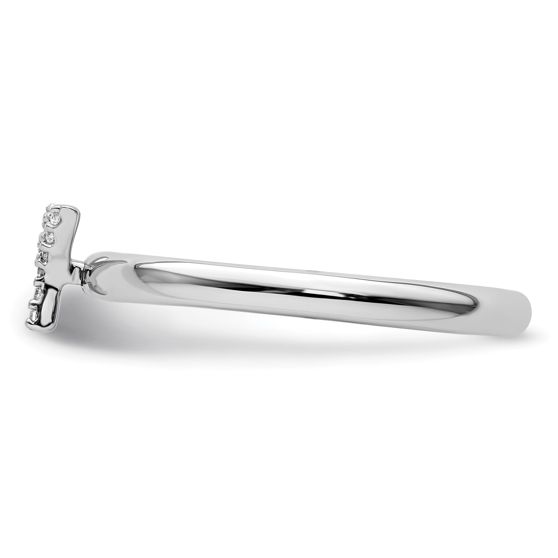 14K White Gold Stackable Diamond Initial Y Size 7 Ring