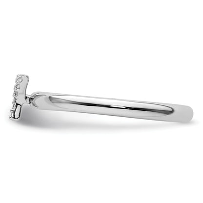 14K White Gold Stackable Diamond Initial Y Size 7 Ring