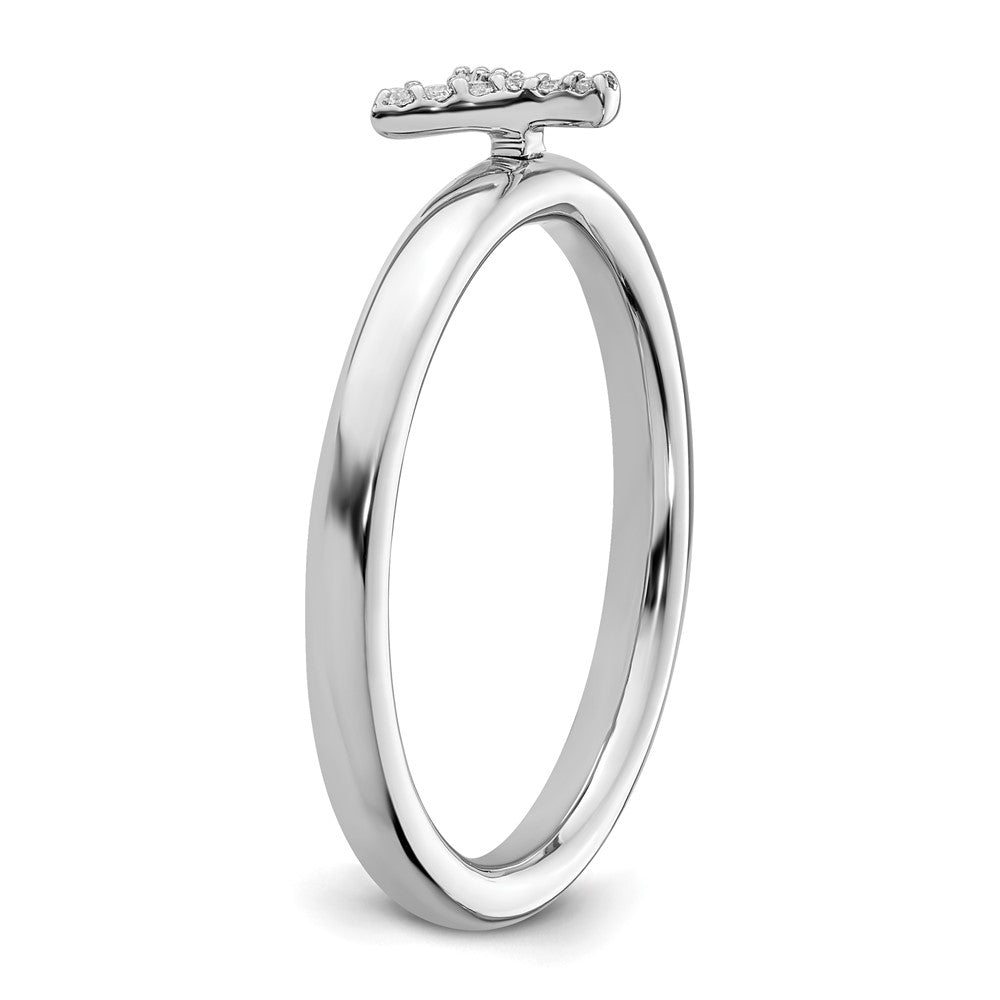 14K White Gold Stackable Diamond Initial Y Ring