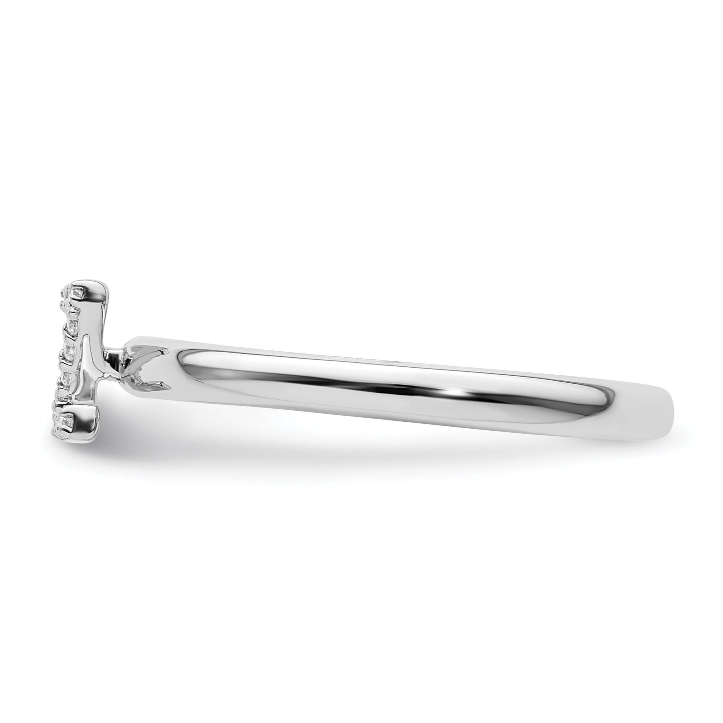 14K White Gold Stackable Diamond Initial Z Size 7 Ring