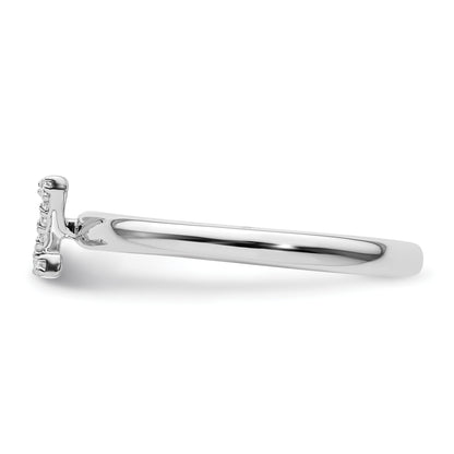 14K White Gold Stackable Diamond Initial Z Size 7 Ring
