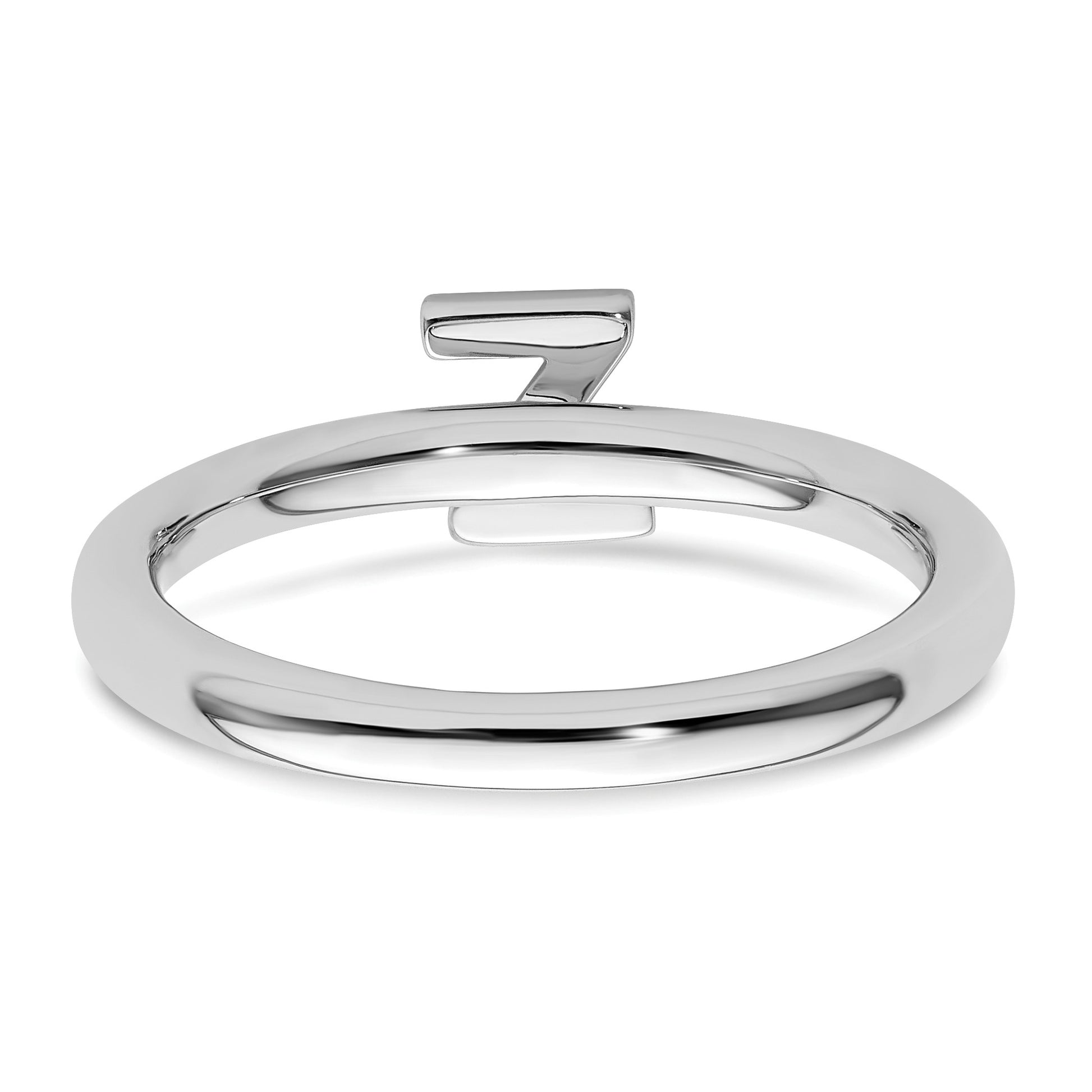 14K White Gold Stackable Diamond Initial Z Size 7 Ring