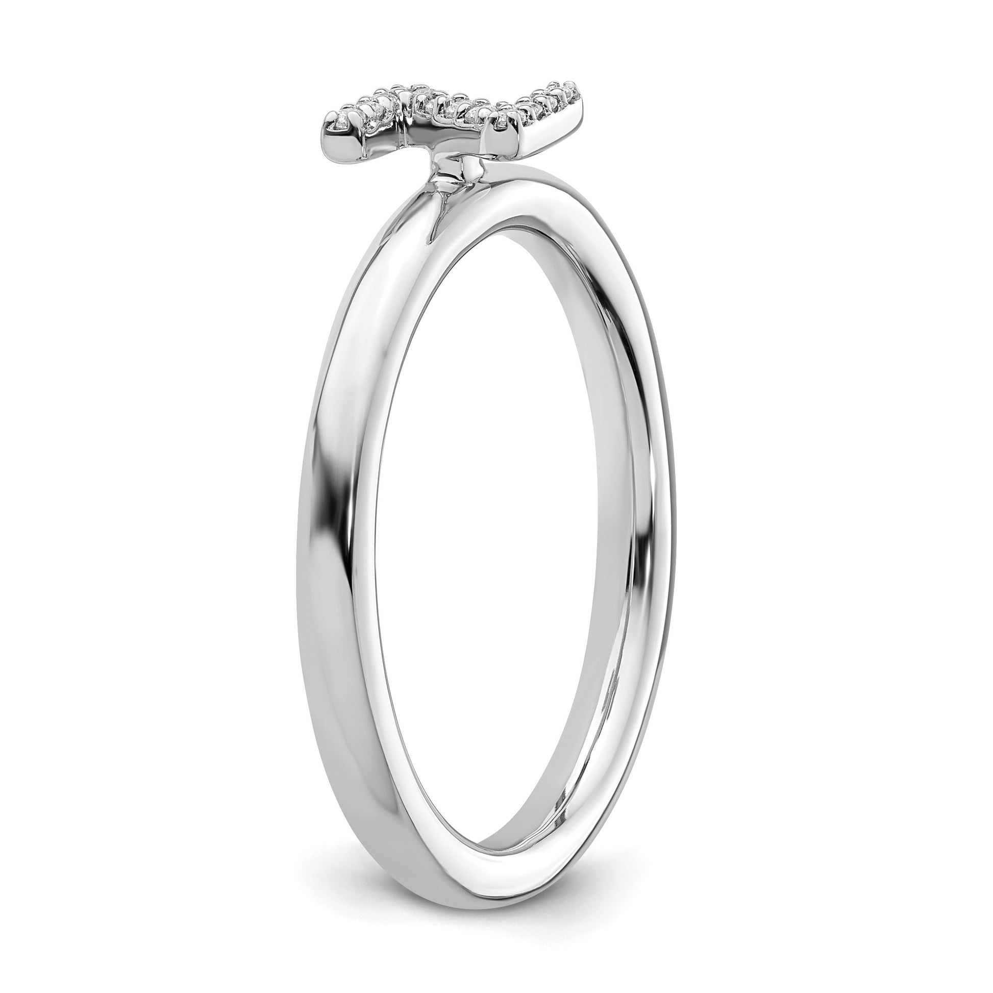 14K White Gold Stackable Diamond Initial Z Size 7 Ring