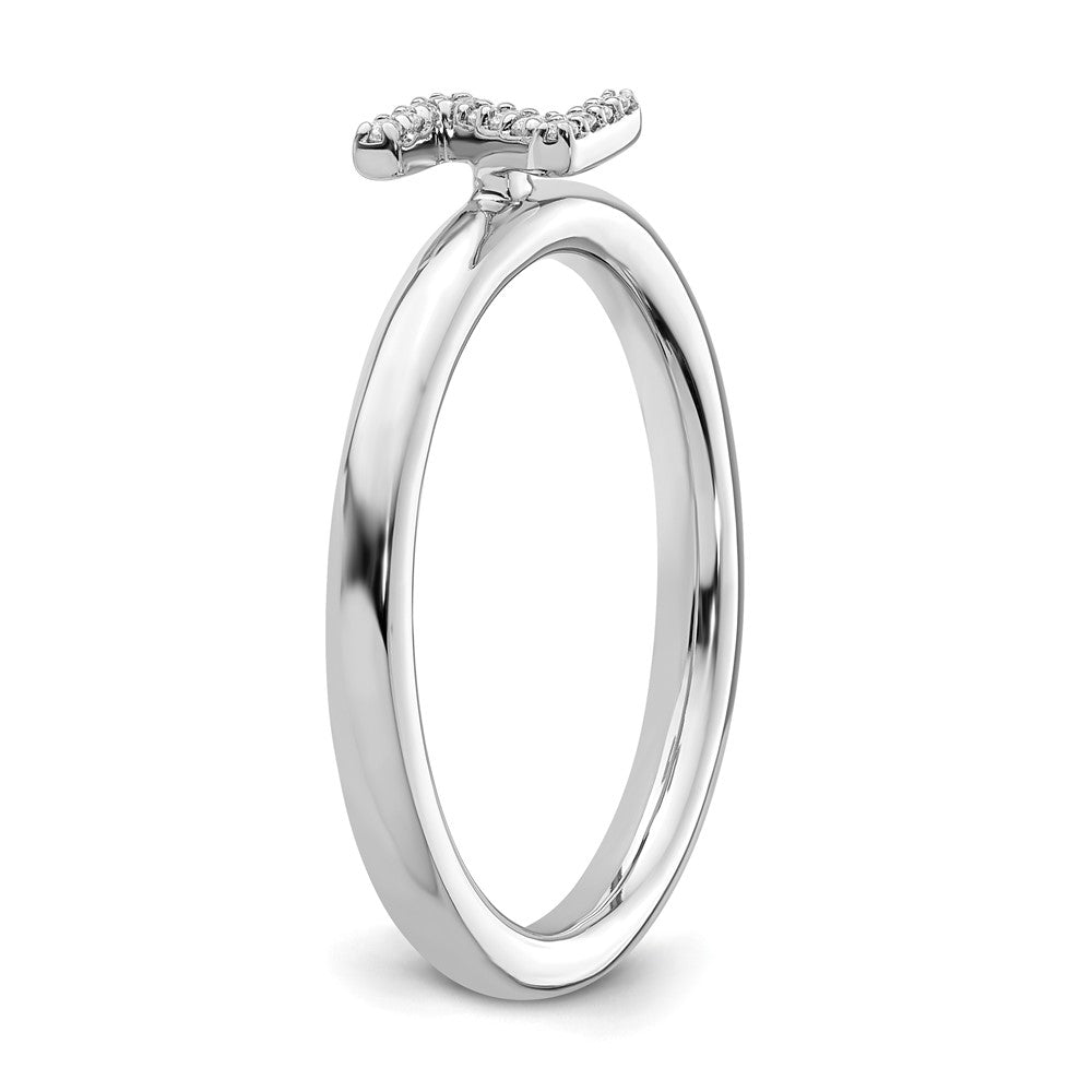 14K White Gold Stackable Diamond Initial Z Ring