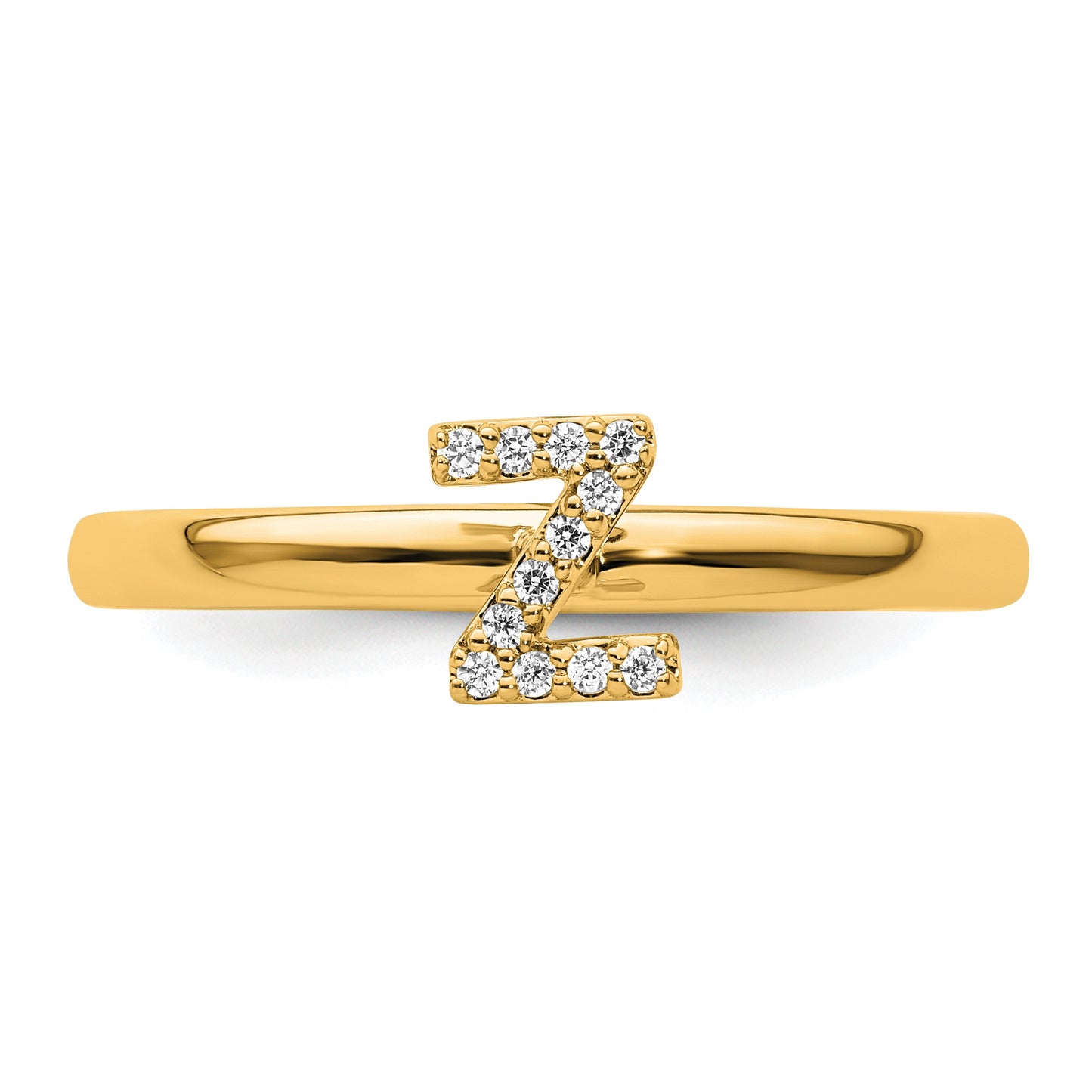 14K Stackable Diamond Initial Z Size 7 Ring