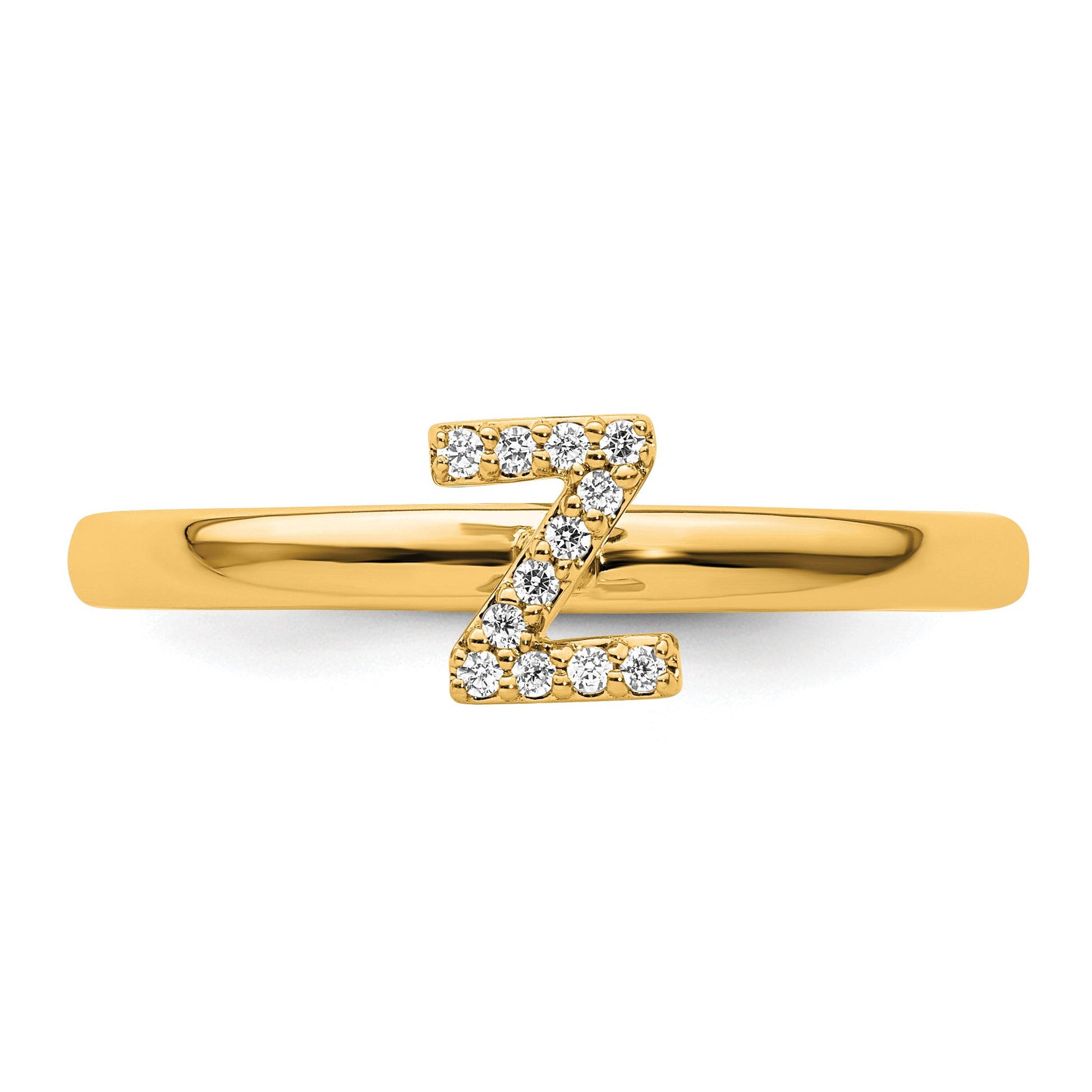 14K Stackable Diamond Initial Z Size 7 Ring