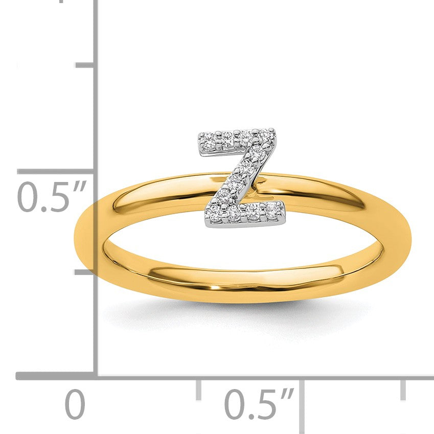 14K Stackable Diamond Initial Z Size 7 Ring
