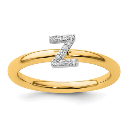 14K Stackable Diamond Initial Z Size 7 Ring