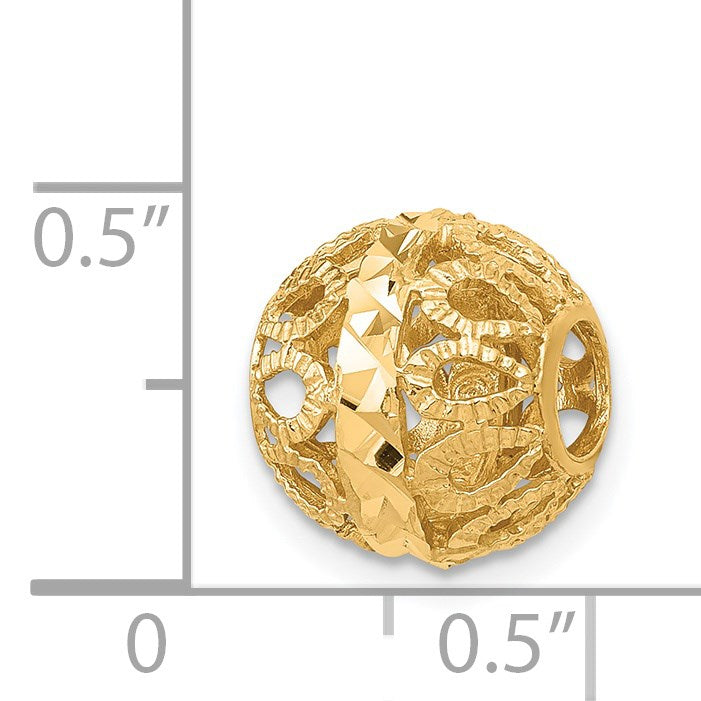 14k Diamond-cut Filigree Ball Chain Slide