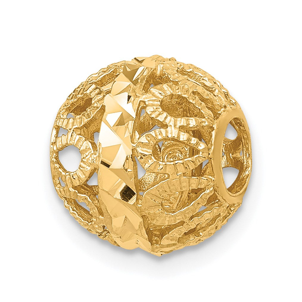 14k Diamond-cut Filigree Ball Chain Slide
