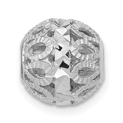 14k White Gold Diamond-cut Filigree Ball Chain Slide