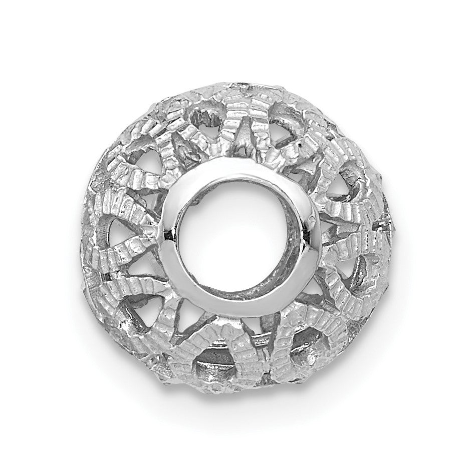 14k White Gold Diamond-cut Filigree Ball Chain Slide