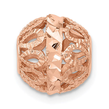 14k Rose Gold Diamond-cut Filigree Ball Chain Slide