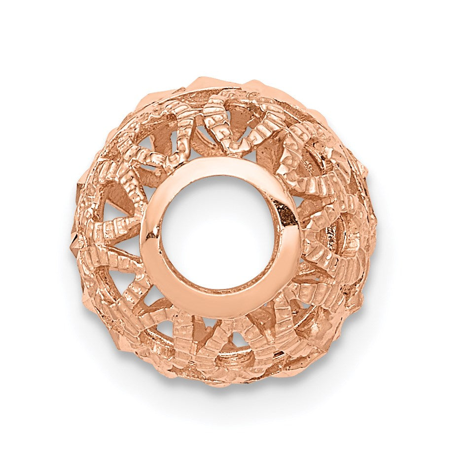 14k Rose Gold Diamond-cut Filigree Ball Chain Slide
