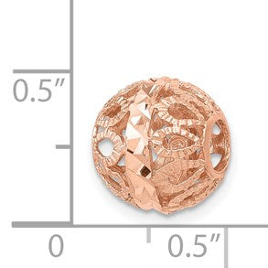 14k Rose Gold Diamond-cut Filigree Ball Chain Slide