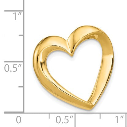 14k Polished Heart Slide Fits up to 4mm Regular/6mm Fancy or Reversible Omega