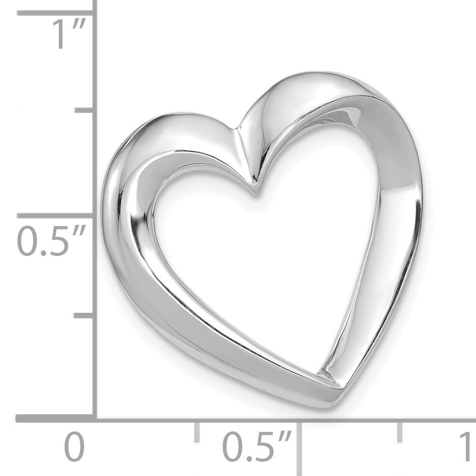 14k White Gold Polished Heart Slide Fits up to 4mm Regular/6mm Fancy or Reversible Omega