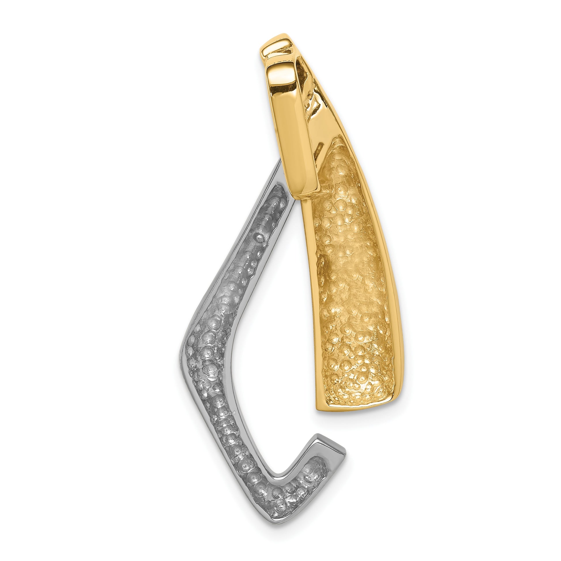14k Two-tone Polished Slide Fits up to 6mm Regular/8mm Fancy or Reversible Omega