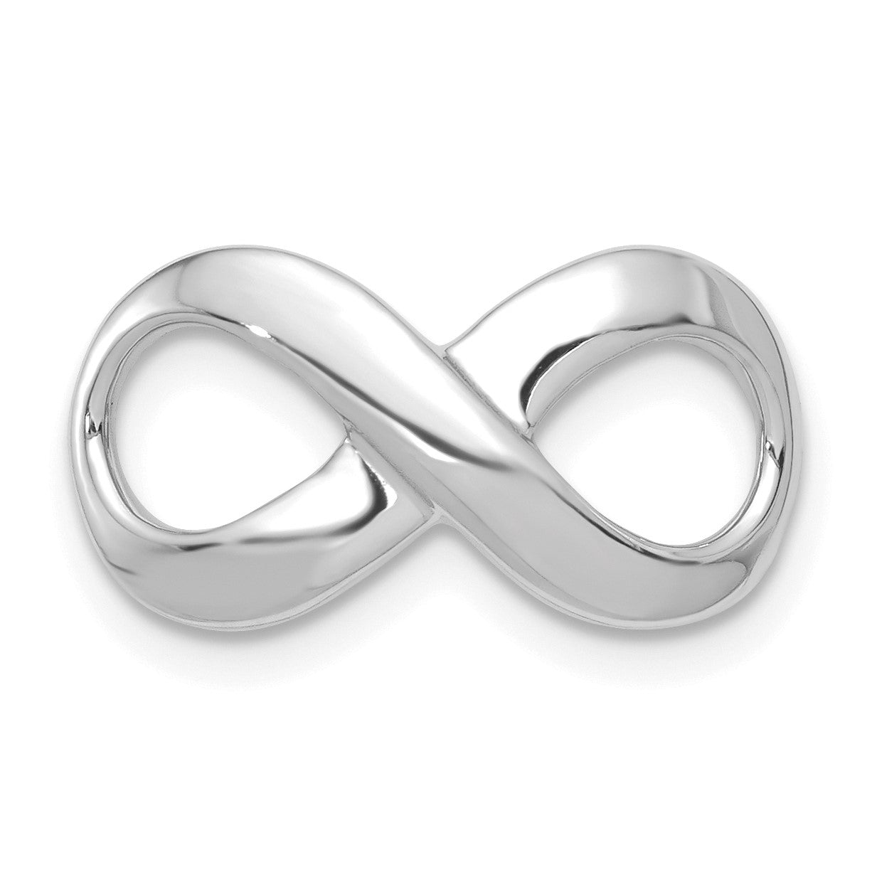14k White Gold Polished Infinity Slide Fits up to 2mm Regular/3mm Fancy or Reversible Omega