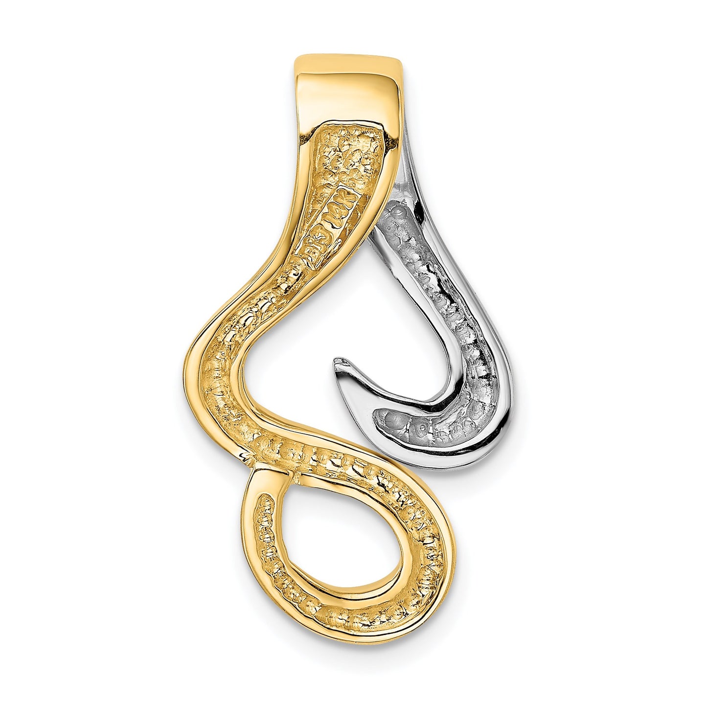14k Two-Tone Slide Fits up to 10mm Regular/Fancy/Reversible Omega