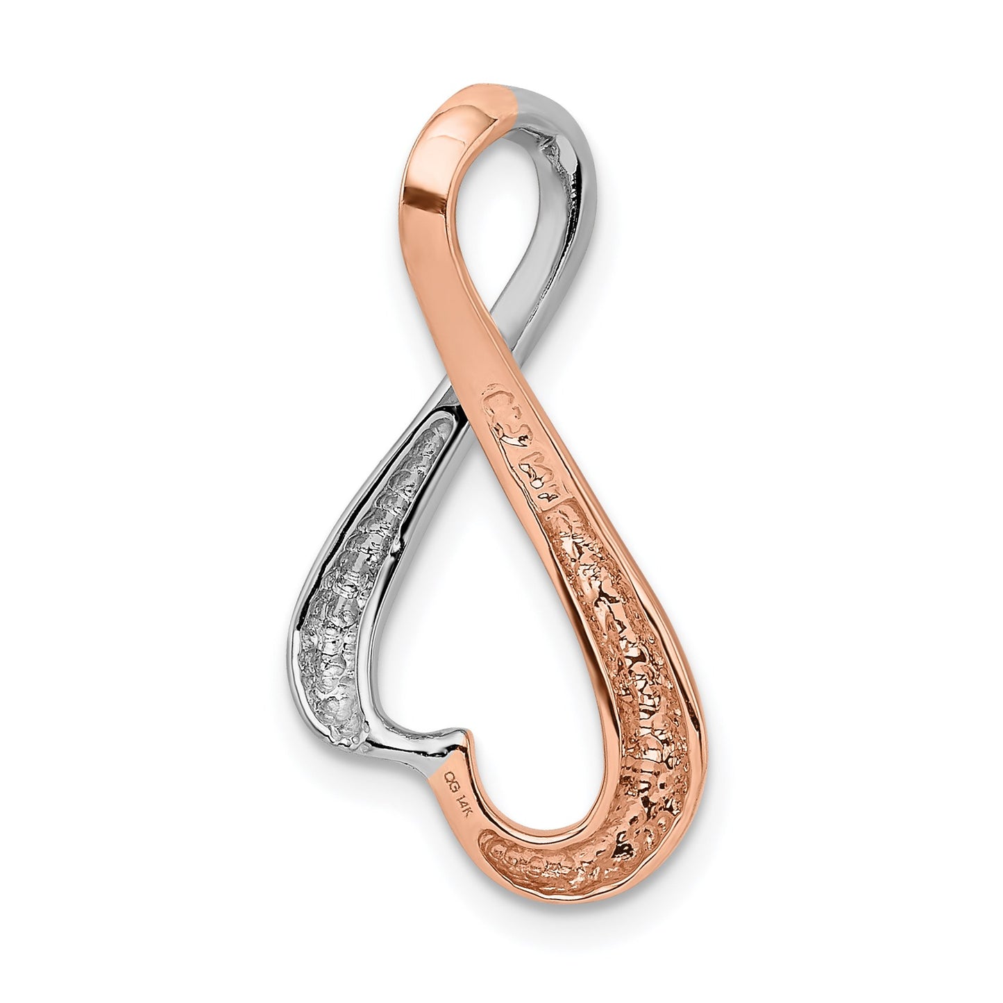14K White and Rose Gold Slide Fits up to 4mm Regular/6mm Fancy or Reversible Omega