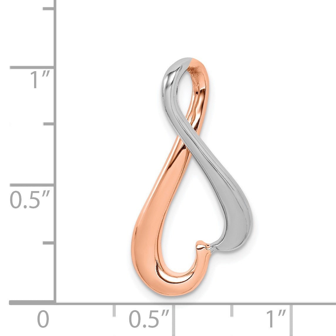 14K White and Rose Gold Slide Fits up to 4mm Regular/6mm Fancy or Reversible Omega