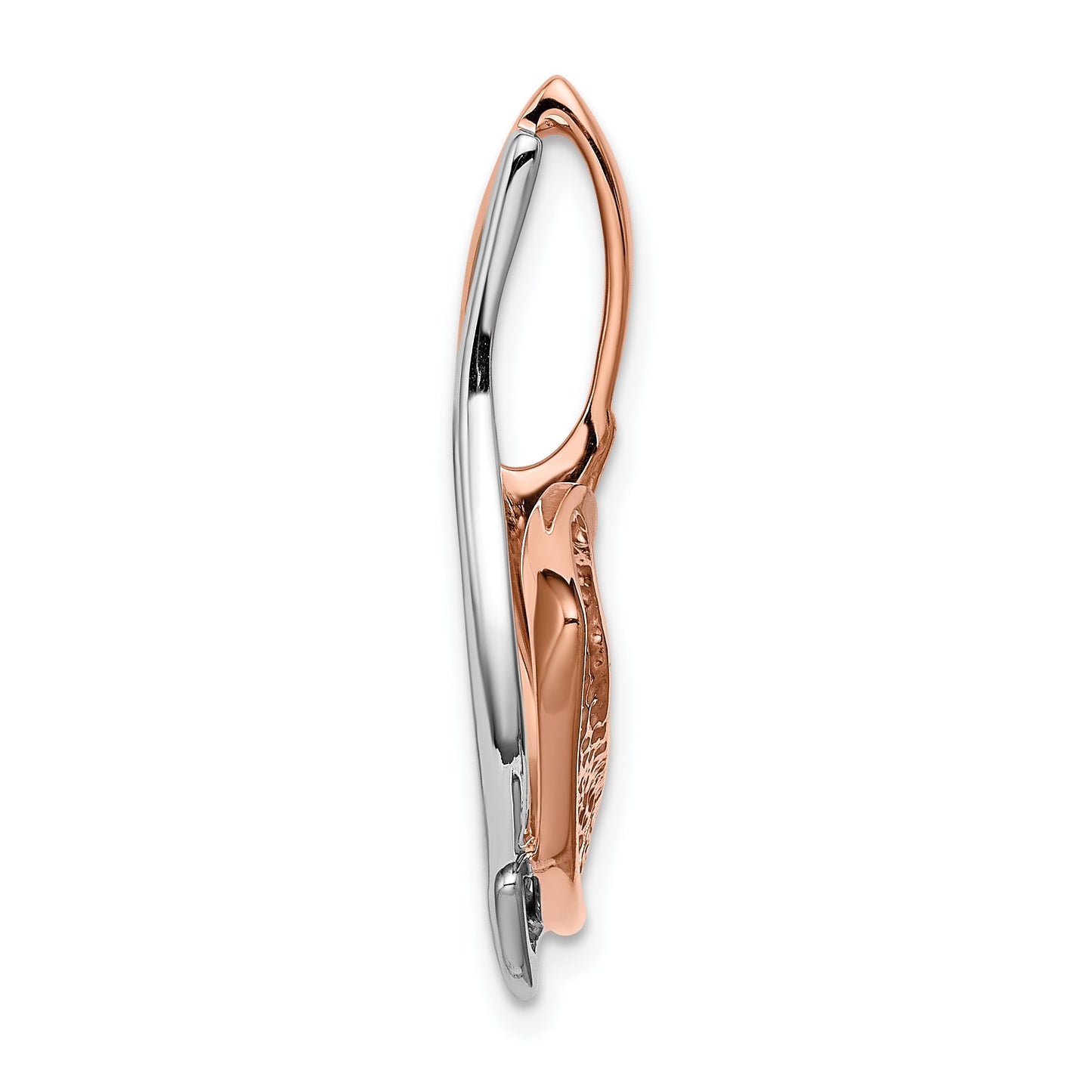 14k Two-tone White and Rose Gold Peg-Set Diamond Slide Mounting Fits up to 2mm Regular/6mm Fancy or Reversible Omega