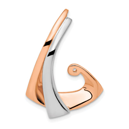 14k Two-tone White and Rose Gold Peg-Set Diamond Slide Mounting Fits up to 2mm Regular/6mm Fancy or Reversible Omega