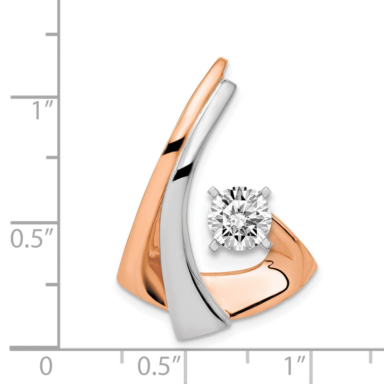 14k Two-tone White and Rose Gold Peg-Set Diamond Slide Mounting Fits up to 2mm Regular/6mm Fancy or Reversible Omega