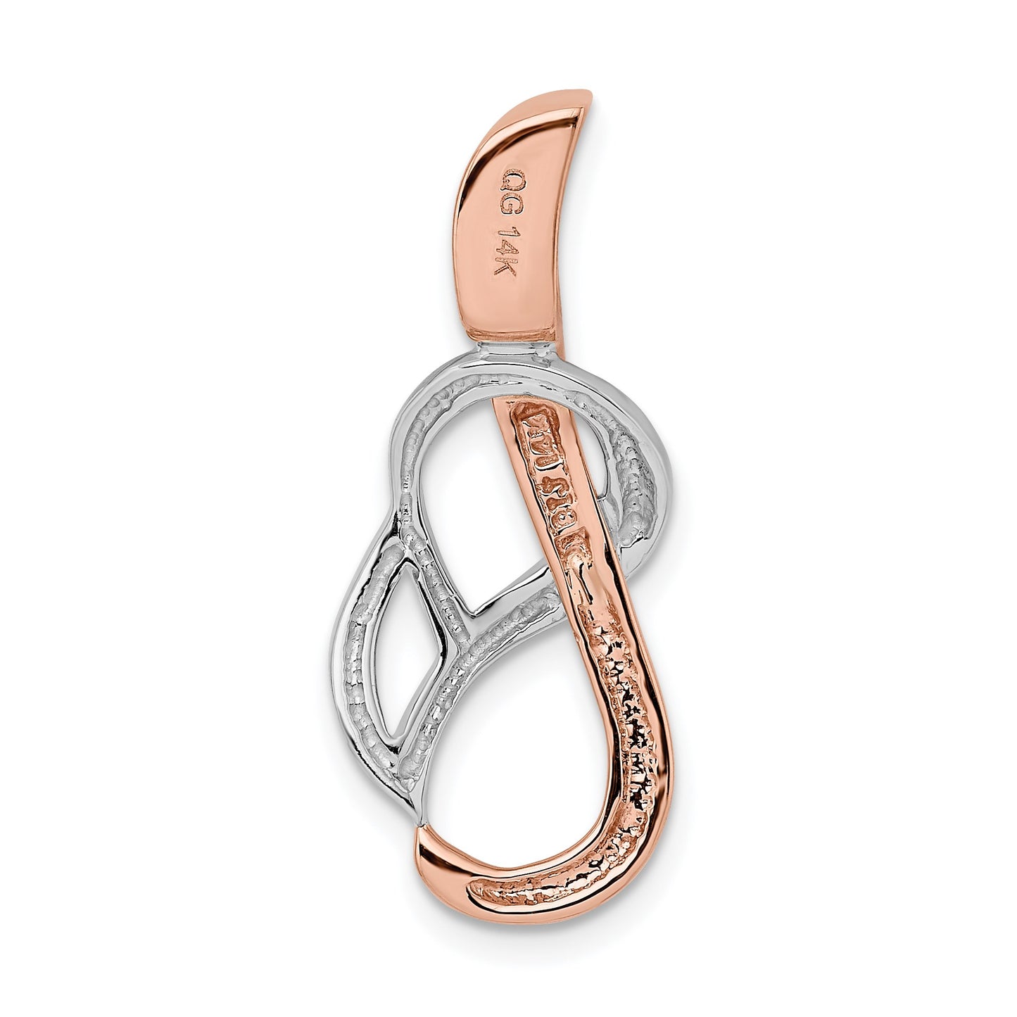 14K Two-tone Slide Fits up to 4mm Regular/6mm Fancy or Reversible Omega