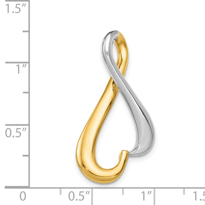 14k Two-tone Polished Slide Fits up to 4mm Regular/6mm Fancy or Reversible Omega
