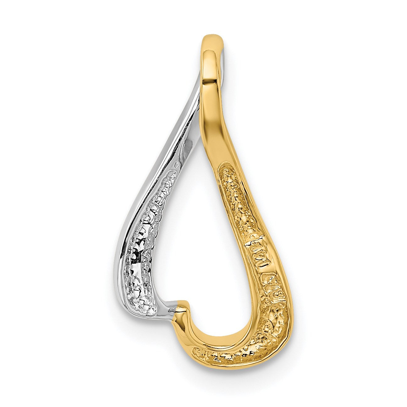 14k Two-tone Slide Fits up to 2mm Regular/4mm Fancy or Reversible Omega