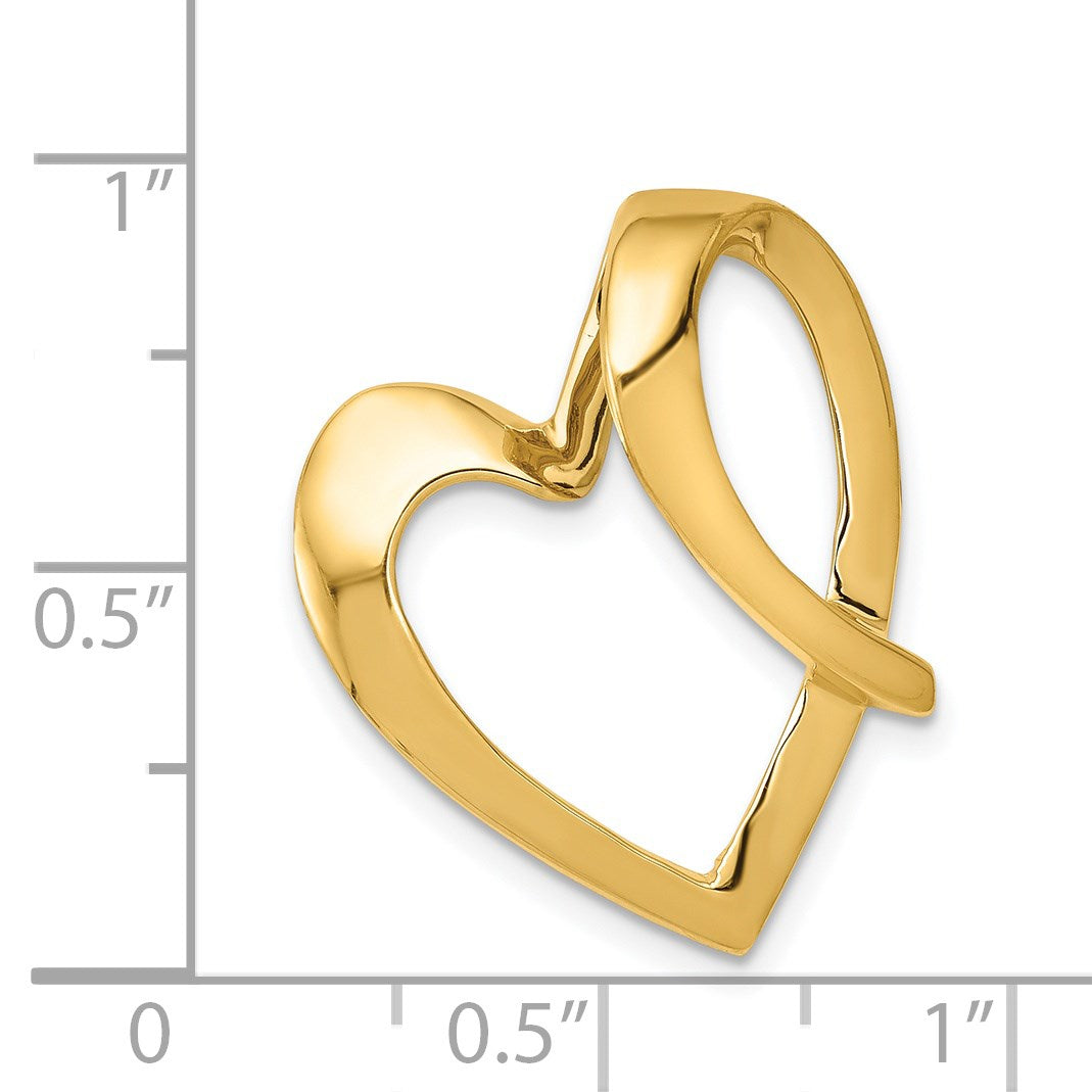 14k Polished Heart Slide Fits up to 4mm Regular/6mm Fancy or Reversible Omega