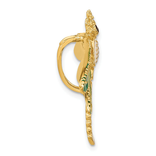 14K Multi-Color Enameled Dragonfly Omega Slide