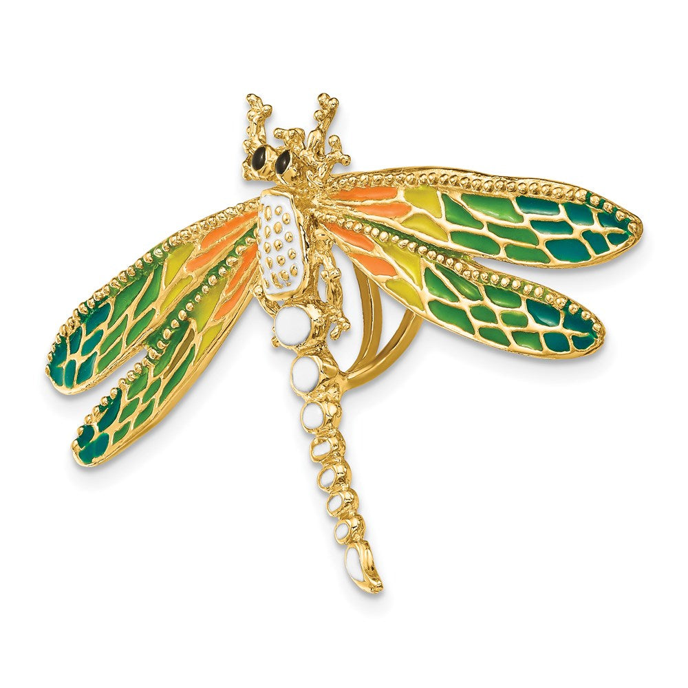 14K Multi-Color Enamel Dragonfly Charm