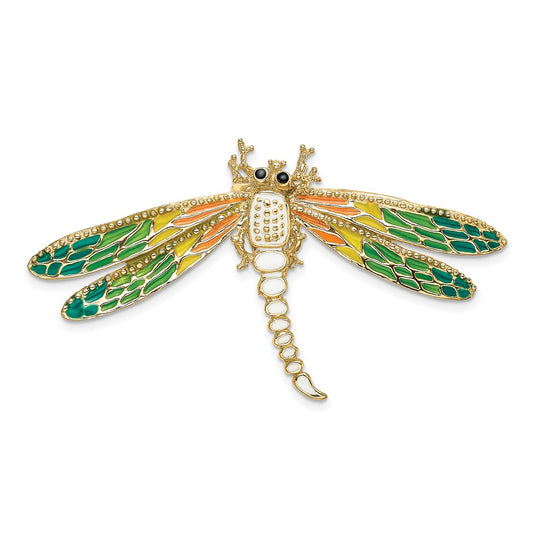 14K Multi-Color Enamel Dragonfly Charm