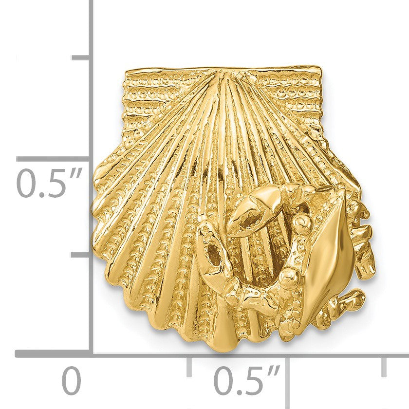 14k Scallop Shell with Crab Omega Slide