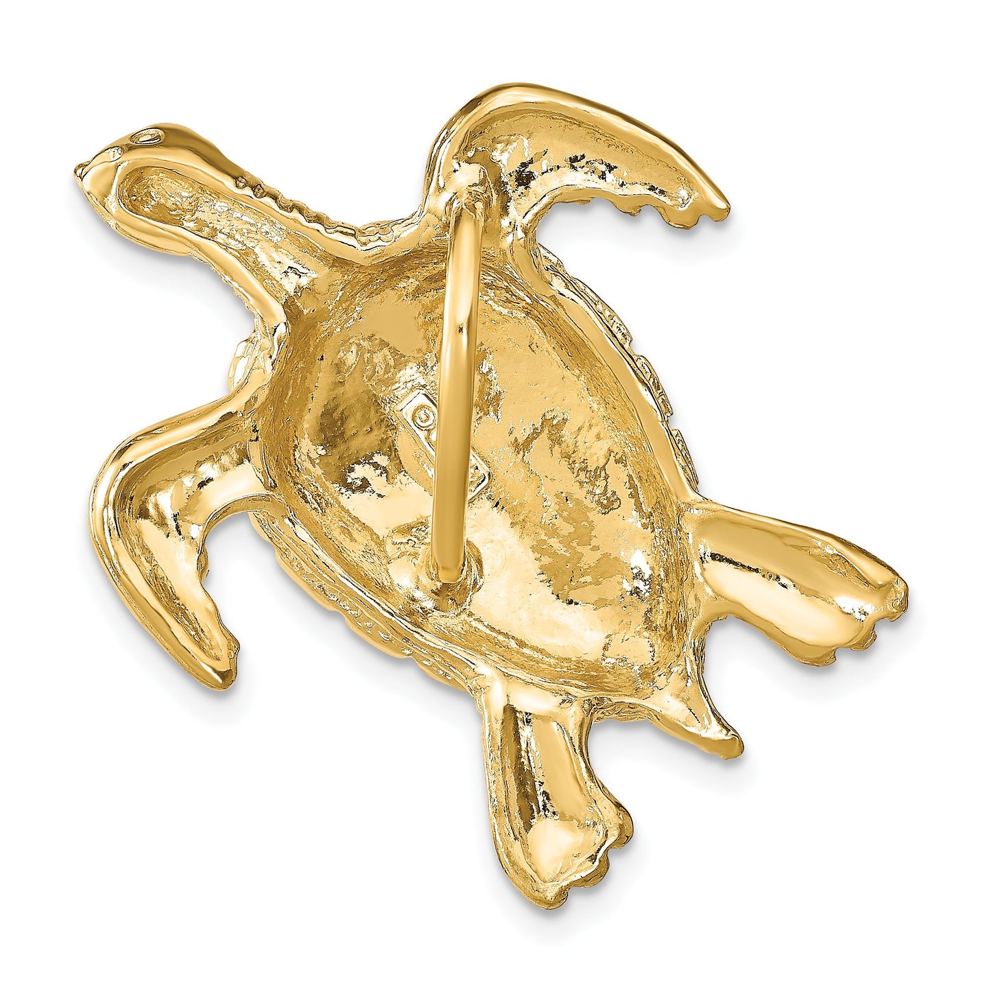 14K Large Polished Sea Turtle Omega Slide