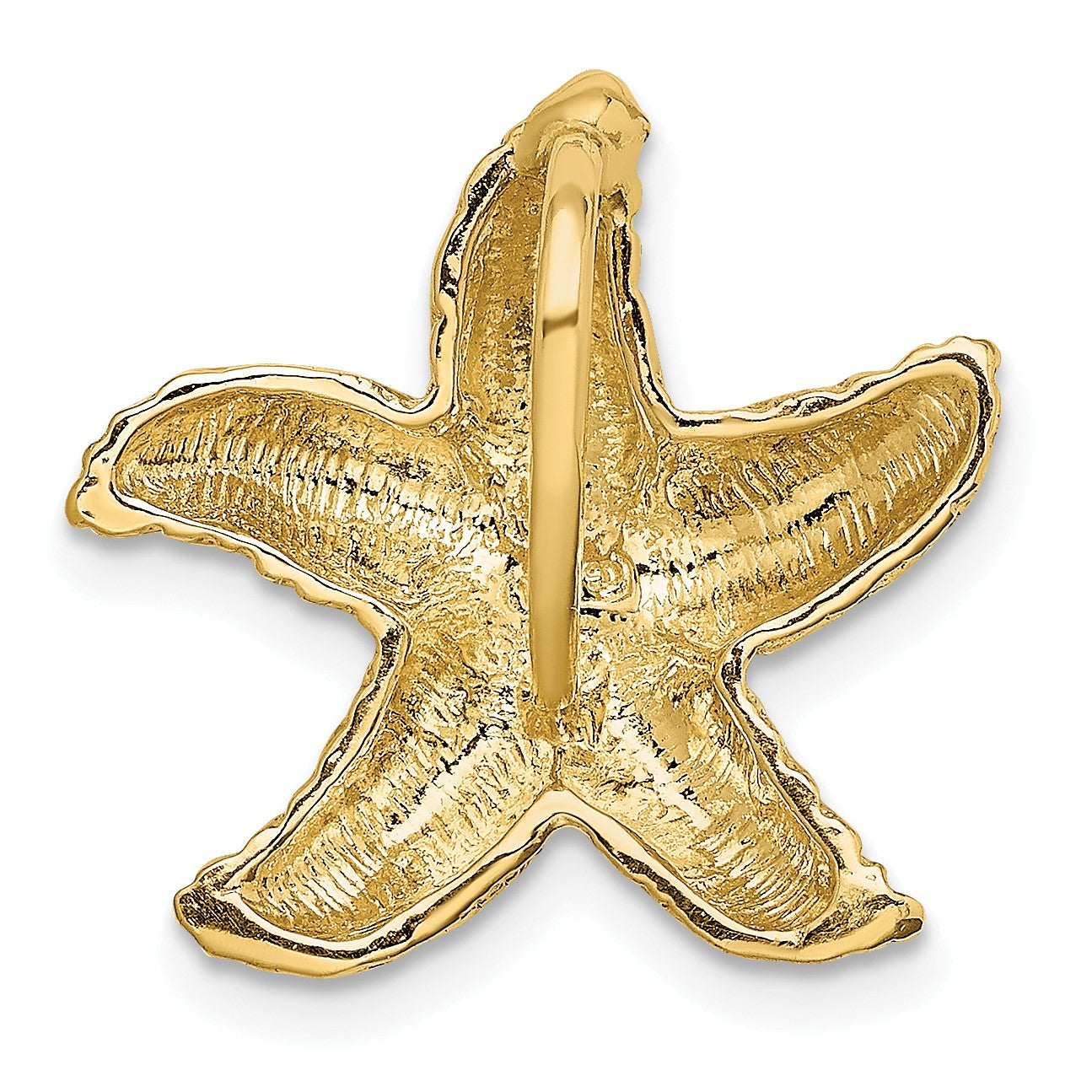 14K Polished and Textured Starfish Omega Slide