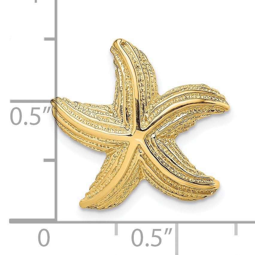 14K Polished and Textured Starfish Omega Slide