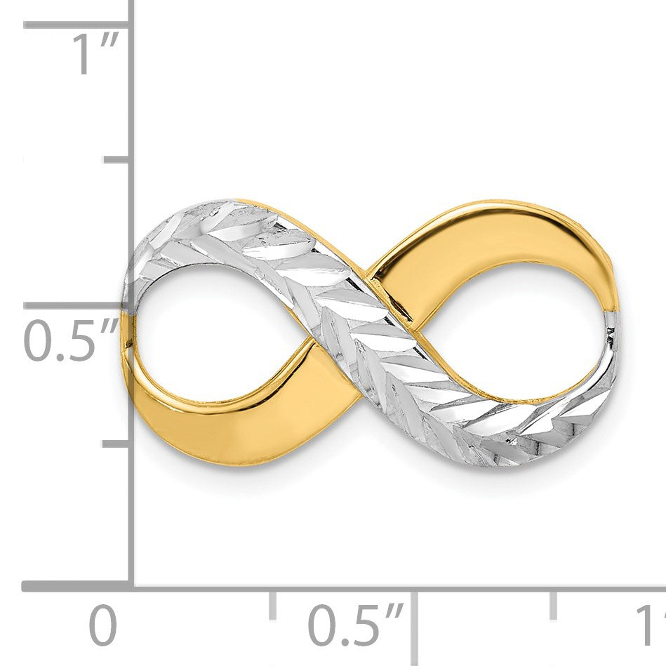 14K with Rhodium Diamond-cut Infinity Slide Fits up to 4mm Fancy or Reversible Omega Only