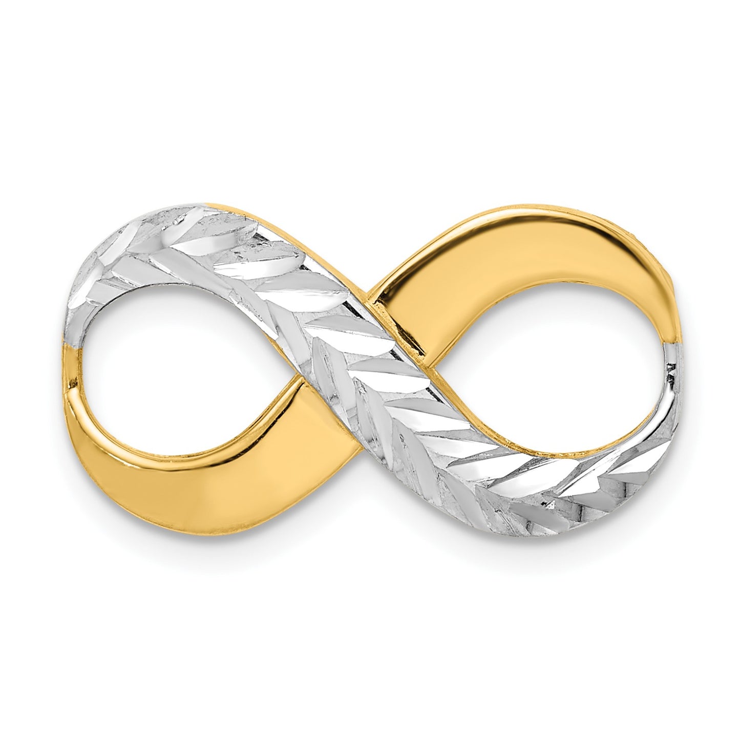 14K with Rhodium Diamond-cut Infinity Slide Fits up to 4mm Fancy or Reversible Omega Only
