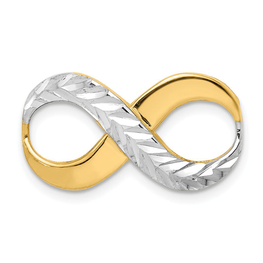 14K with Rhodium Diamond-cut Infinity Slide Fits up to 4mm Fancy or Reversible Omega Only